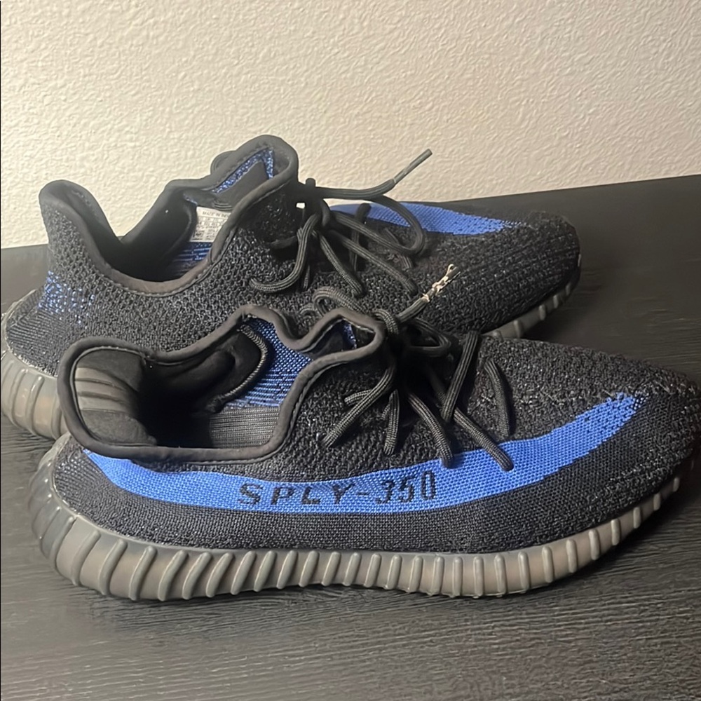 Yeezy 350 Black and Blue  Sneakers with Textured Knit Size 14 in Excellent.